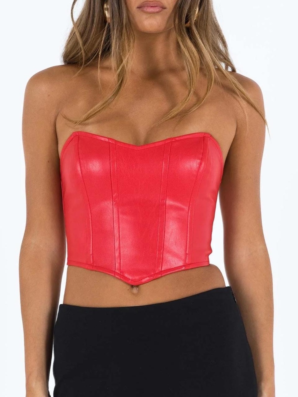 PRINCESS POLLY | Jessica PU Bustier Faux Leather Corset Red | NWT SIZE 2